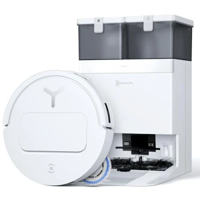 Immagine di ECOVACS DEEBOT T50 PRO OMNI Robot Aspirapolvere Lavapavimenti, 15000 Pa, Spazzola Laterale Estensibile e Aggiunta Automatica Soluzione Detergente, lavaggio con acqua calda a 75 ℃ Bianco