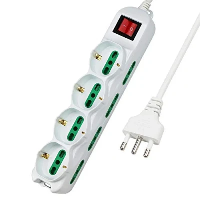 Immagine di Extrastar Multipresa 12 Posti 4 polivalenti (schuko 10/16A) 8 bivalenti 10/16A, Colore bianco, Cavo 1.5 m Spina 16A
