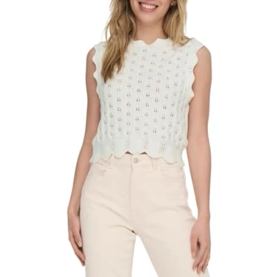 Immagine di ONLY Onlluna Life SL Canotta con Scollo Rotondo Nca Knt, Cloud Dancer, S Donna