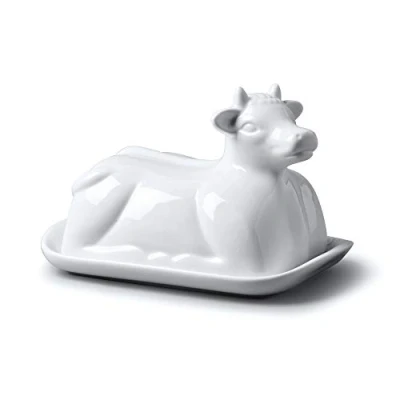 Immagine di WM Bartleet &amp; Sons 1750 Piatto per Burro Tradizionale in Porcellana, 19 cm, con Coperchio, Colore: Bianco