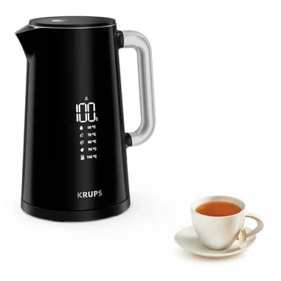 Immagine di Krups Smart&#039;n Light BW801810 Bollitore elettrico a 5 temperature, capacità 1,7 litri, interno in acciaio inox, doppia parete, colore: Nero