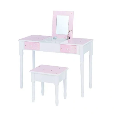 Immagine di Teamson Kids Toletta in Legno Rosa con Sgabello e Specchio per Bambini TD 11670D