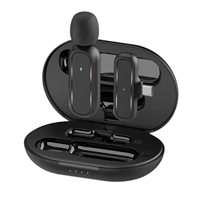 Immagine di Wireless Microfono Lavalier,Gimpro MC1(C) 2.4GHz【Tipo C】Microphone Lapel con 3 modalità Denoise e Custodia di Ricarica per Telefono Andriod Vlog Youtube,Microfono Cellulare Smartphone USB