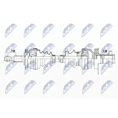 Immagine di NTY NPW VW 121 Albero motore / Semiasse Assale anteriore Dx 870, 240 con supporto/cuscinetto VOLKSWAGEN: Transporter 5, Multivan 5 (7HM