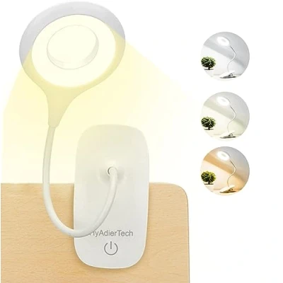 Immagine di HyAdierTech Lampada da Scrivania LED con Pinza, 40 LED, Libro per la protezione degli occhi, 3 colori * luminosità, USB Ricaricabile, Portabile, Scrivania, Letto, Viaggi