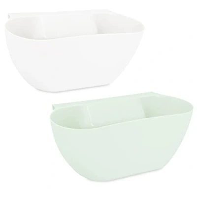 Immagine di Navaris Contenitore Rifiuti Cucina da Appendere Set 2X Vaschetta Raccolta Scarti Organico Contenitori Umido Pensili Cestino Bianco/Verde Menta capacità 3,8 L
