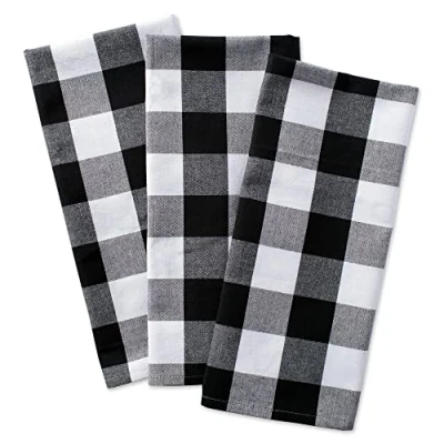 Immagine di DII Buffalo Check Kitchen Collection Set di strofinacci da cucina, 20 x 30 cm, colore: Bianco e nero