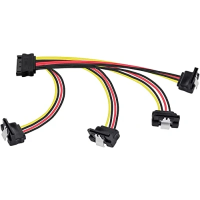 Immagine di POPPSTAR 20cm adattatore SATA cavo di alimentazione da (quadruplo) (1x presa (m) su 4x spine (f) angolate), corrente per HDD, SSD, disco rigido, scheda madre e molto