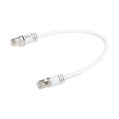 Immagine di Amazon Basics Cavo di rete Ethernet patch Cat7 ad alta velocità gigabit con connettori RJ45, 0.3 m, confezione da 5, Bianco