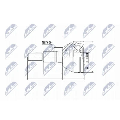 Immagine di NTY NPZ DW 006 Kit Giunto Omocinetico Cambio manuale, Trasmissione automatica Assale anteriore Sx, Dx CHEVROLET: Captiva