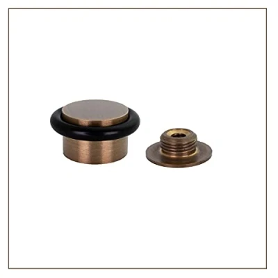 Immagine di EVI Herrajes Fermaporta Adesivo Base filettata 20 x 35 mm Gomma Nera di Silicone Naturale Ottone Finitura Pelle Invecchiata Fissaggio semplice 100% funzionale Mod. I 103/28