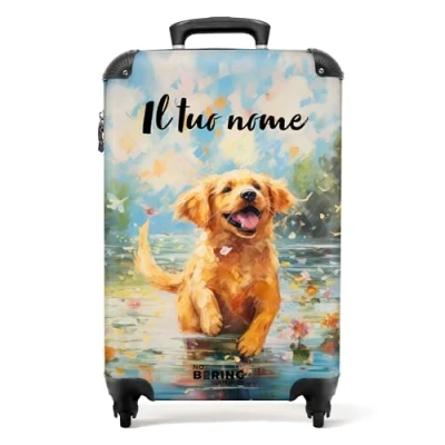 Immagine di NoBoringSuitcases.com Valigia Bambini, Trolley Per Trolley, Valigie 10 kg, Personalizzabile, 55x40x20 cm (Cane Multicolore)