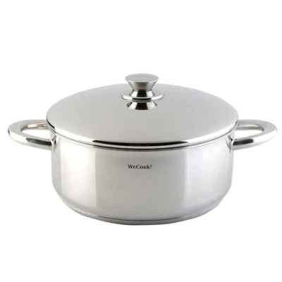 Immagine di Wecook! Pentola in acciaio inossidabile 18/10 con coperchio acciaio, Adatta a tutti i tipi di fornelli inclusa l&#039;induzione, scala misurazione integrata, Ø 32 cm, capacità 9,6 litri.