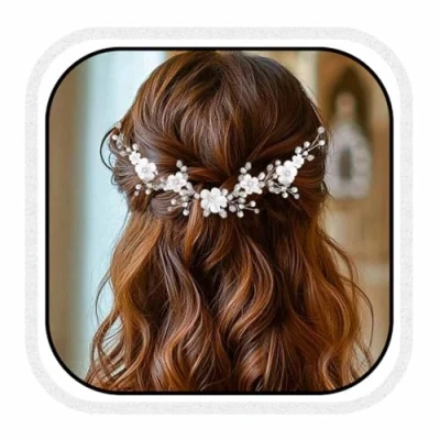 Immagine di Unicra Fascia per capelli da sposa con fiore di vite, accessorio donne e ragazze (argento)