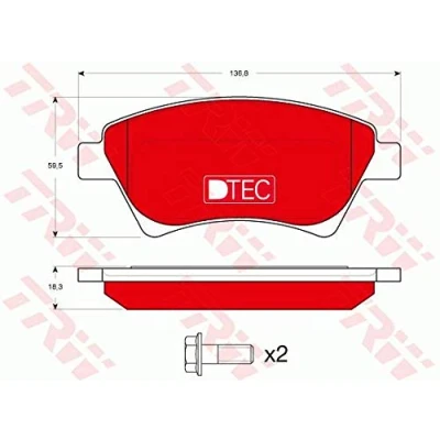 Immagine di TRW DTEC COTEC GDB1552DTE Kit pastiglie freno Non predisposto per contatto segnalazione usura con bulloni pinza accessori