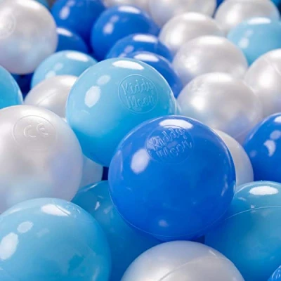 Immagine di KiddyMoon 50 Palline/7Cm Palline Morbide Colorate Per Piscina Bambini Fatto In EU, Azzurro/Blu/Perla