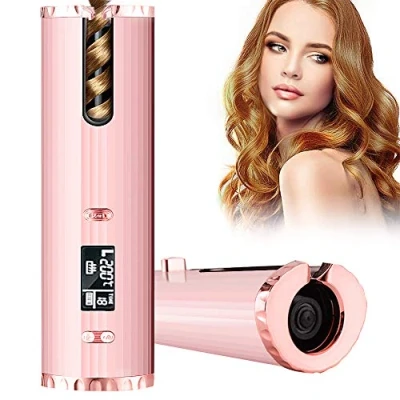 Immagine di Ferro Arricciacapelli Automatico Intelligente,Ferro Intelligente con Display LCD, Ricaricabile e Senza Fili, 6 Temperature Regolabile (Rosa)