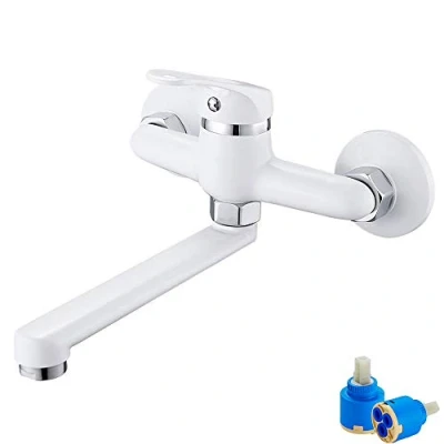 Immagine di Rubinetto da cucina a parete, per lavabo, cucina, miscelatore monocomando con rotazione 360, cromato (tipo 3)