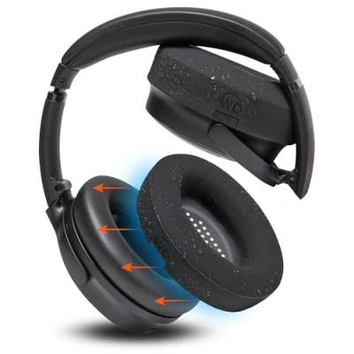 Immagine di WC SweatZ QuietComfort Copriauricolari antisudore da palestra brevettati per Bose 35 e 35ii, QC45 / SE/QuietComfort 2023 altri, realizzati Wicked Cushions Black