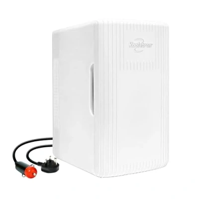 Immagine di Koolatron Retro Mini frigoriferi 6L Frigo 8 Lattine di Cura Della Pelle Portatile Frigorifero per Camera da Letto Auto Scrivania dell&#039;ufficio 220V CA/12V CC Raffreddatore e Scaldino, Bianco