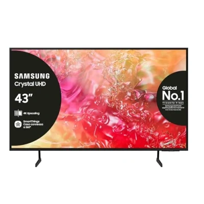 Immagine di Samsung Smart TV 43&quot; UE43DU7190UXZT, Crystal 4K UHD, Upscaling, Slim Look, DVBT 2, Q Symphony &amp; OTS Lite, Integrato con Bixby, comp Alexa e Google Assistant, Black 2024 [Amazon EXCL.]