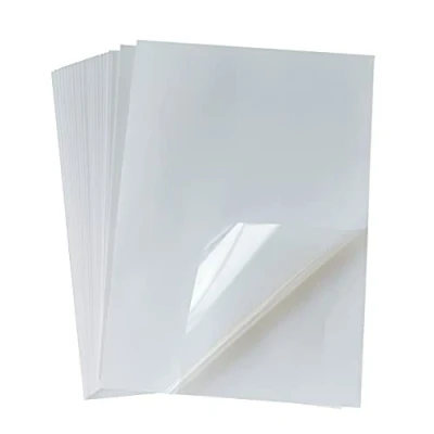 Immagine di 25 fogli di carta adesiva trasparente stampabile in vinile, formato A4 (21 x 29,7 cm), impermeabile, per stampanti a getto d&#039;inchiostro/laser