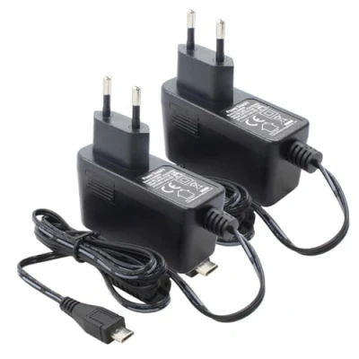 Immagine di Confezione da 2 adattatori AC A DC 5 V con spina Micro USB per telecamera di sorveglianza IPC