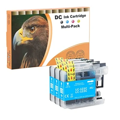 Immagine di D&amp;C 3x Ciano Cartuccia d&#039;inchiostro compatibile per Brother LC123 XL DCP J132W J152W J552DW MFC J6520DW J4510DW J6920DW J4610DW J470DW J6720DW