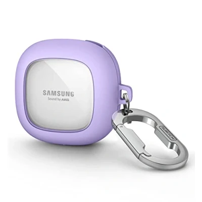 Immagine di SURITCH custodia trasparente compatibile con Samsung Galaxy Buds 2/Buds Live/Buds 2 Pro/Buds FE, protettiva portatile portachiavi, per 2, viola