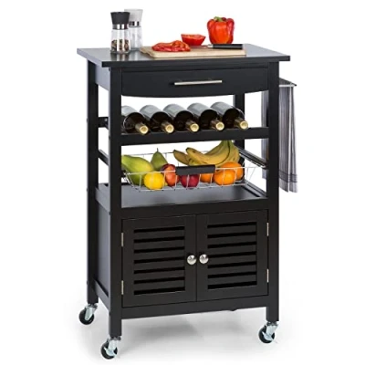 Immagine di KLARSTEIN Carrello Cucina, Mobiletto Cucina Salvaspazio, Portavivande, Mobile con Ruote e Cassetti, Carrellino Porta Microonde Frutta