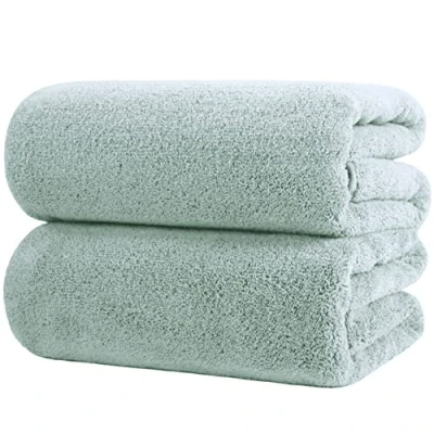 Immagine di Polyte telo bagno in microfibra anti pelucchi ad asciugatura rapida 88,9 x 177,8 cm set 2 pezzi (Verde Chiaro)