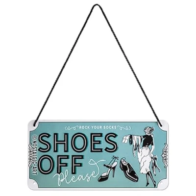 Immagine di Nostalgic Art Targa da Appendere Shoes off Idea Regalo per i nostalgici, in Metallo, Decorazione con Design Vintage, 10 x 20 cm