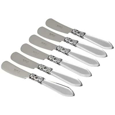 Immagine di BUGATTI, ALC1T N4232, Set di coltelli da Burro Aladdin, 6 pz, in Acciaio Inox e ABS, 21 x 18 3 cm, Trasparente (durchsichtig)