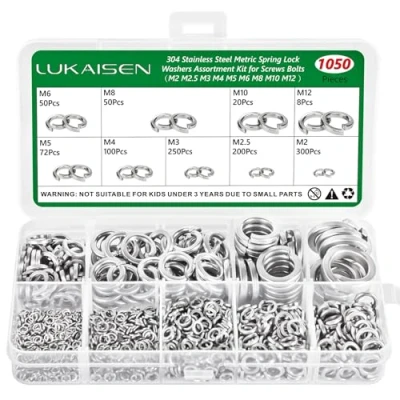 Immagine di 1050Pezzi Rondelle Piatte, Kit di in Acciaio Inox 304 Adatto per la domestica, riparazioni fabbrica, cucine, negozi, 9 Misure Assortimento Della Rondella M2 M2.5 M3 M4 M5 M6 M8 M10 M12