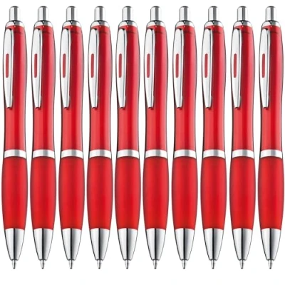 Immagine di ZENSCRIBE® Set di 20 penne a sfera ergonomiche, alta qualità, antiscivolo, per una scrittura semplice e morbida, colore rosso