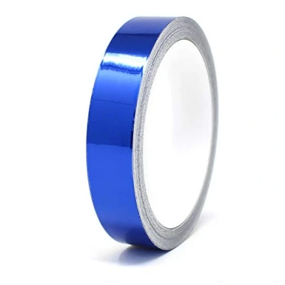 Immagine di 8,5m Strisce adhesive effetto cromo decorative per auto moto barca e modellismo in vari colori autoadesive Lunghezza (12mm, Blu cromato)
