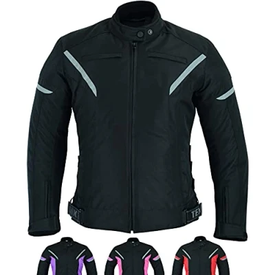Immagine di Texpeed Giacca da moto donna con protezioni Cappotto impermeabile in Cordura tessuto armatura (EN 1621 1) Nero L