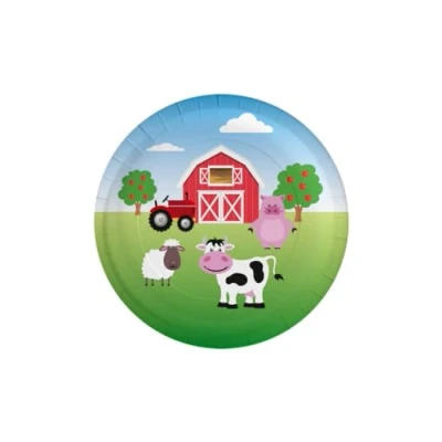 Immagine di PD Party 7130009 Cartone Festa Piastre Articoli per la Tavola Usare e buttare Celebrazioni Farm, Pacchetto di 8, Multicolore, 22.6cm Lunghezza x Larghezza 1.6cm Altezza