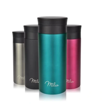 Immagine di Milu Tazza Termica da Viaggio per caffè 350ml, 450ml 100% a Prova di perdite Isolata e tè Portare Via Bere in Acciaio Inossidabile Caldo Freddo (350ml, Verde)