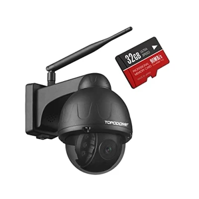 Immagine di Topodome Metallo Videocamera Sorveglianza Esterno Wifi, 1080P Telecamera Wi Fi Con Starlight Visione Notturna, Scheda SD 32G Built in, Auto Tracking, Rilevazione Umana,Nero