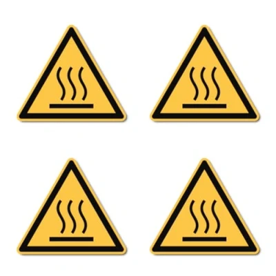 Immagine di Avviso di superficie calde: W017 DIN EN ISO 7010 / ASR A1.3 Adesivo: Ø 7,5 cm, 4 pezzi