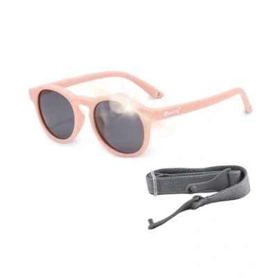 Immagine di Maesy Occhiali da sole per bambini Bowi 1 3 anni Flessibili Cinturino elastico regolabile Protezione polarizzata UV400 e bambine rotondi (Rosa chiaro)