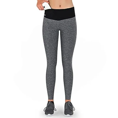 Immagine di Formbelt® Pantaloni da Corsa e Yoga Donna, con Tasca Lungo i Leggings Elasticizzati Aderenti Dove Mettere Lo Smartphone, l&#039;iPhone, Il Cellulare Le Chiavi (Grigio L)