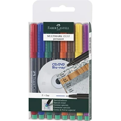 Immagine di Faber Castell 1513 09 Marcatore permanente MULTIMARK, spessore: F, confezione da 8 pz.