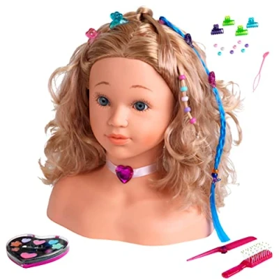 Immagine di Theo Klein 5240 Testa da truccare e pettinare Sophia della Princess Coralie, mollette capelli, make up dermatologicamente testato, accessori, 23.5 x 13 27 cm, Per bambini a partire dai 3 anni