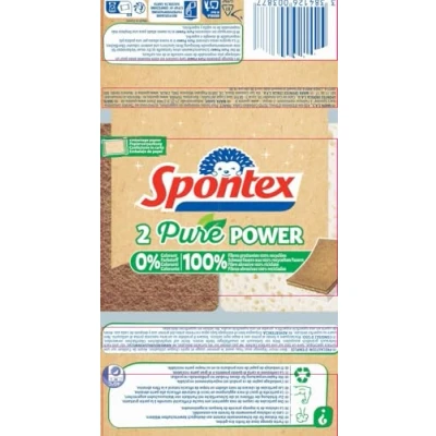 Immagine di Spontex Pure Power, 2 spugne per la pulizia con tessuto non abrasivo in 100% fibre riciclate, 1 x pezzi
