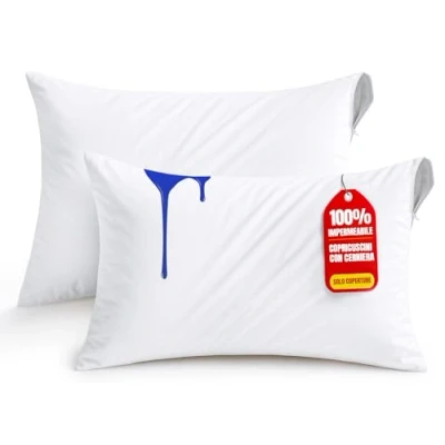 Immagine di Utopia Bedding Copricuscini Impermeabili 50x70 cm (Set di 2) con Cerniera, Federe Cuscini Letto Certificato Oeko TEX
