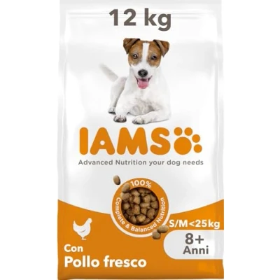 Immagine di IAMS Cibo secco per cani di taglia piccola e media con pollo fresco, 8+ anni, 12kg