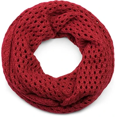Immagine di styleBREAKER sciarpa scaldacollo in maglia traforata, ad anello traforata a tinta unita, invernale maglia, unisex 01018156, colore:Bordò Rosso