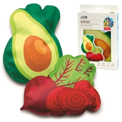 Immagine di Monkey Business Icepadz: Set di 2 Sacche Ghiaccio Gel Riutilizzabile, Morbide per Biberon e Latte Materno, Sottile Borsa Frigo Portapranzo (Icepadz Verdure)